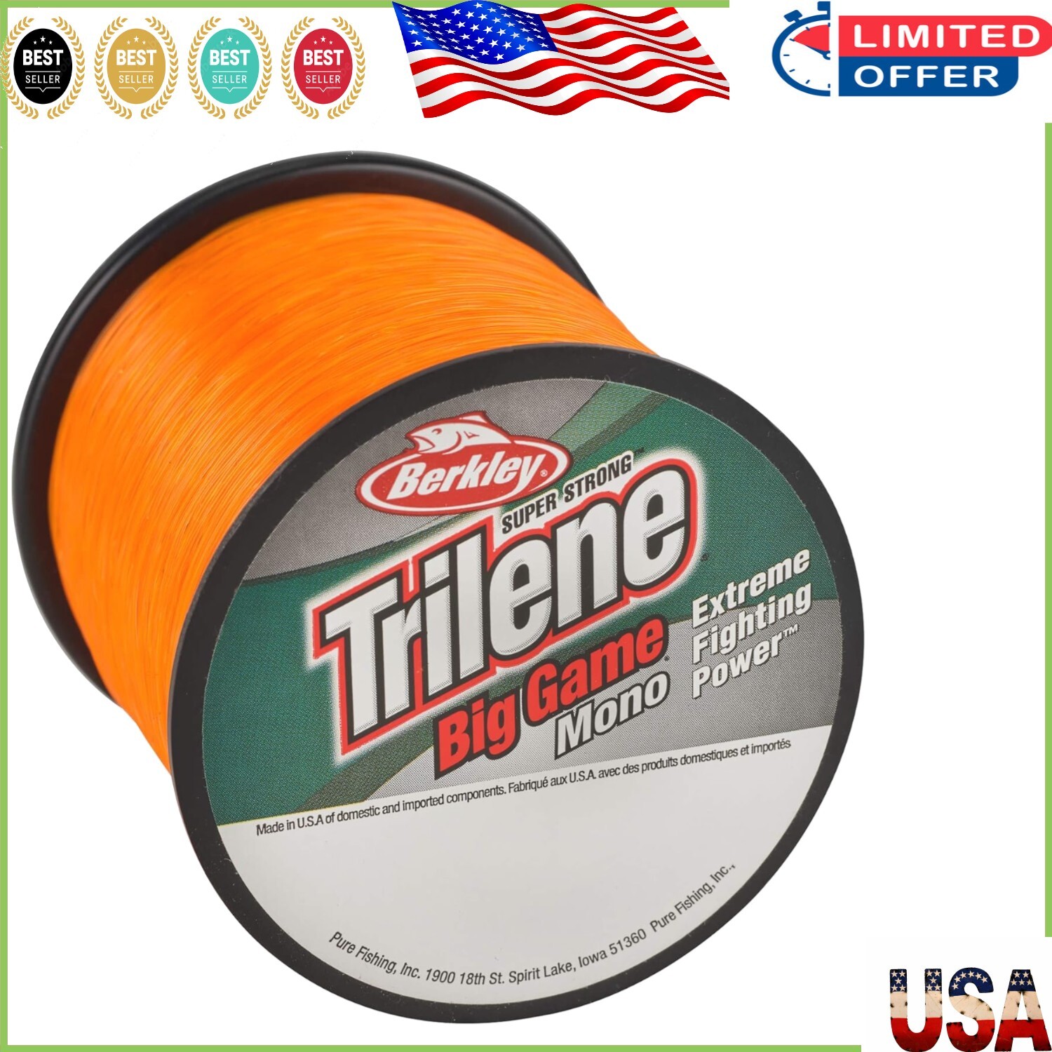 Durable 40lb Test Monofilament Fishing Line – 370yd Blaze Orange for All Anglers