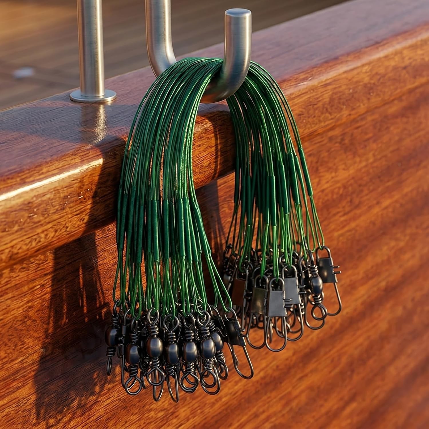 Stainless Steel Fishing Leaders 60PCS with Swivel Snap for Freshwater Saltwater