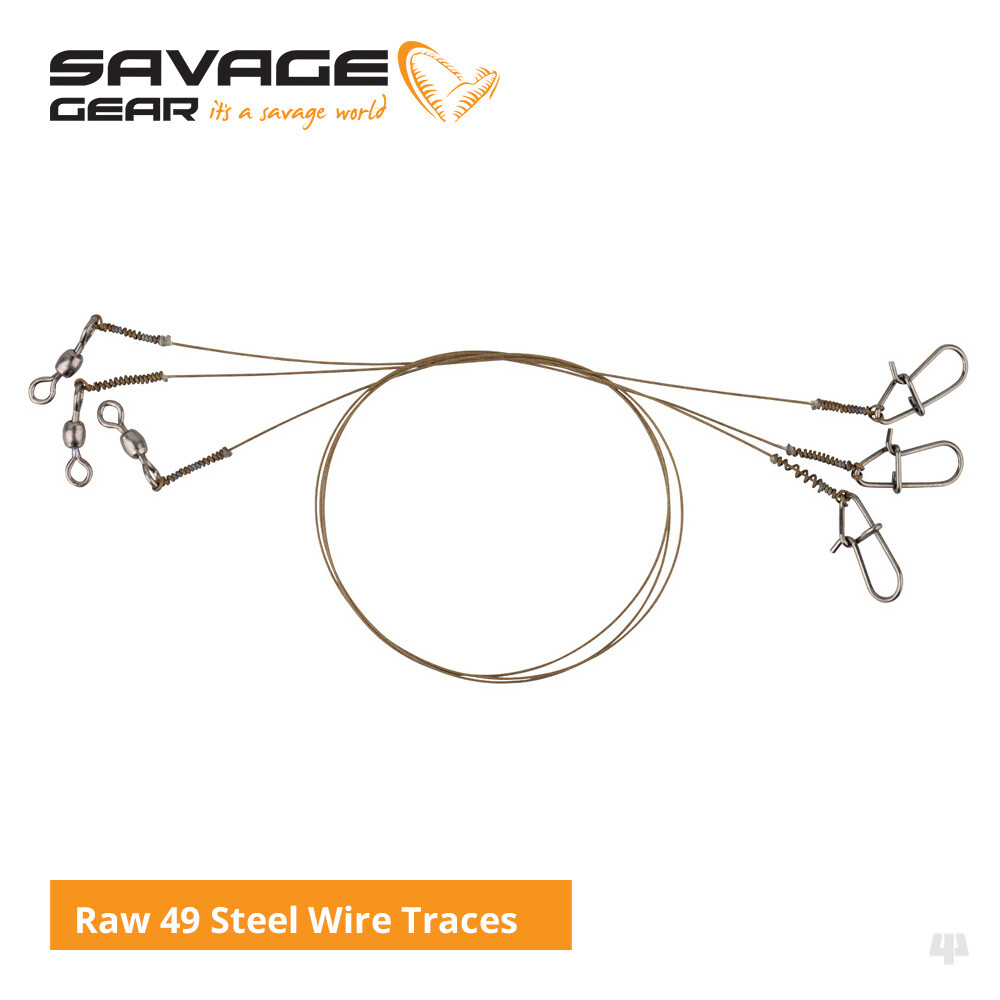 Savage Gear Raw 49 Steel Wire Traces – Pike Perch Zander Predator Lure Fishing