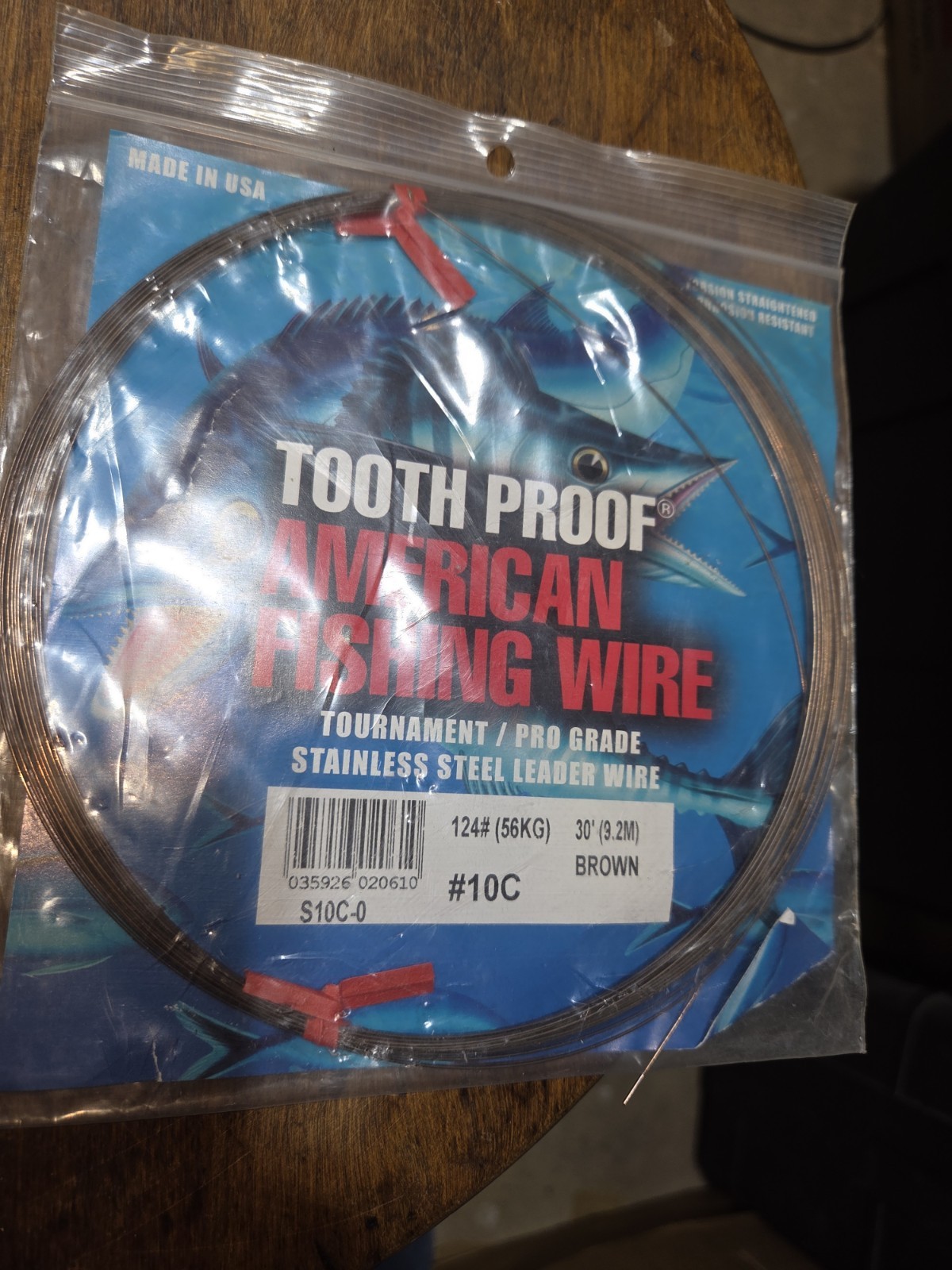TOOTH PROOF STAINLESS STEEL LEADER Tournament Wire-124LB Test 30FT BROWN NEW