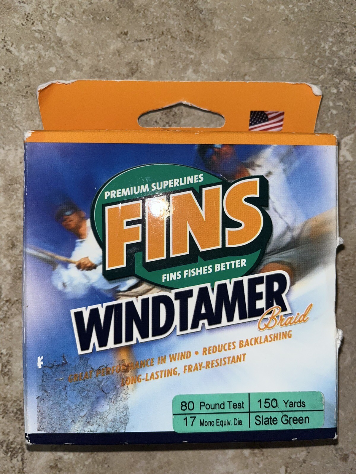 New Fins Windtamer Braid Fishing Line 80lb 150yds Slate Green