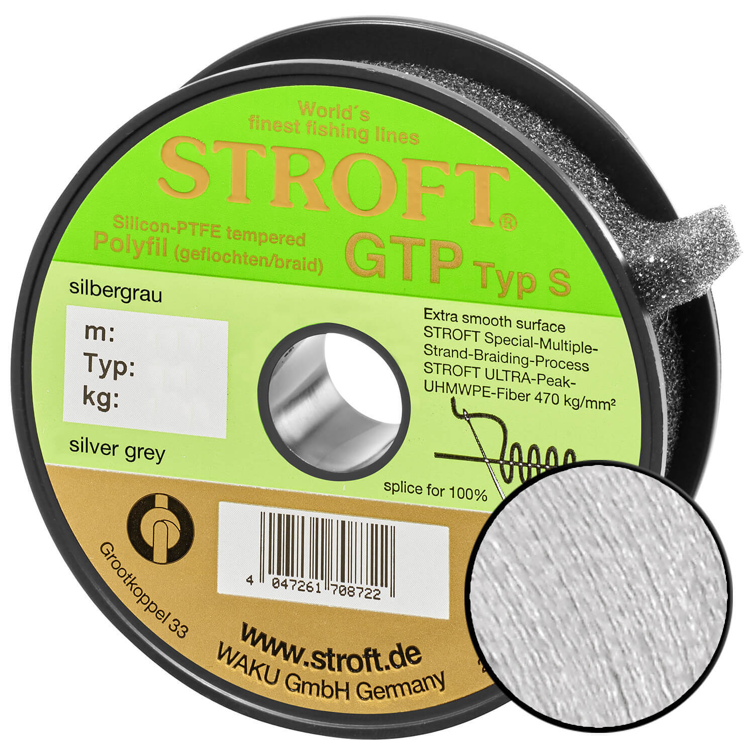 STROFT GTP Typ S Braided Fishing Line 150m Silver Grey UHMWPE