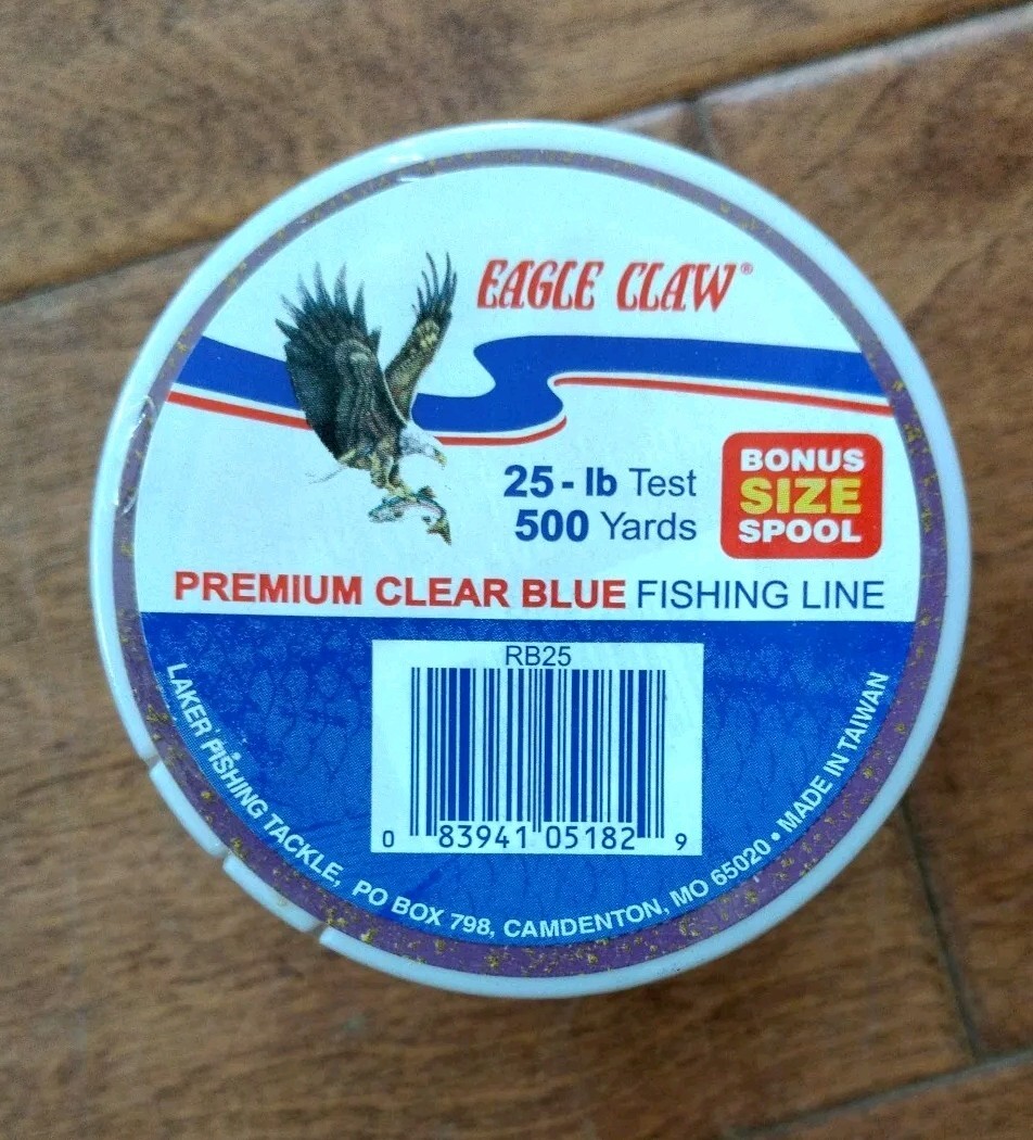 Eagle Claw Premium Clear Blue Fishing Line 25lb Test 500 Yards Spool NEW