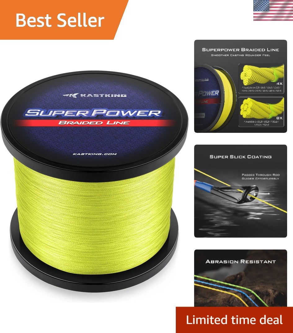 SuperPower Braided Fishing Line – 327 Yards – Abrasion Resistant & Zero Stretch