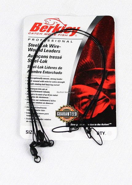 Berkley Steelon Wire Wound Leader w/Cross Lok Snaps 12″ 20 lb Black 3/Pk 1011686