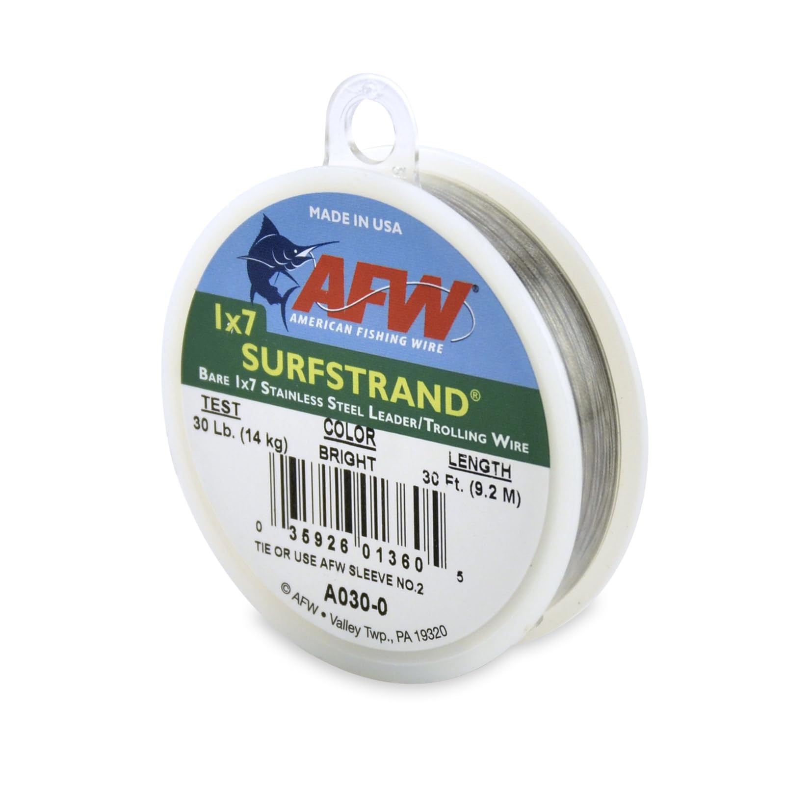 American Fishing Wire Surfstrand, Bare 1×7 Stainless Steel Leader Wire, 30 lb…