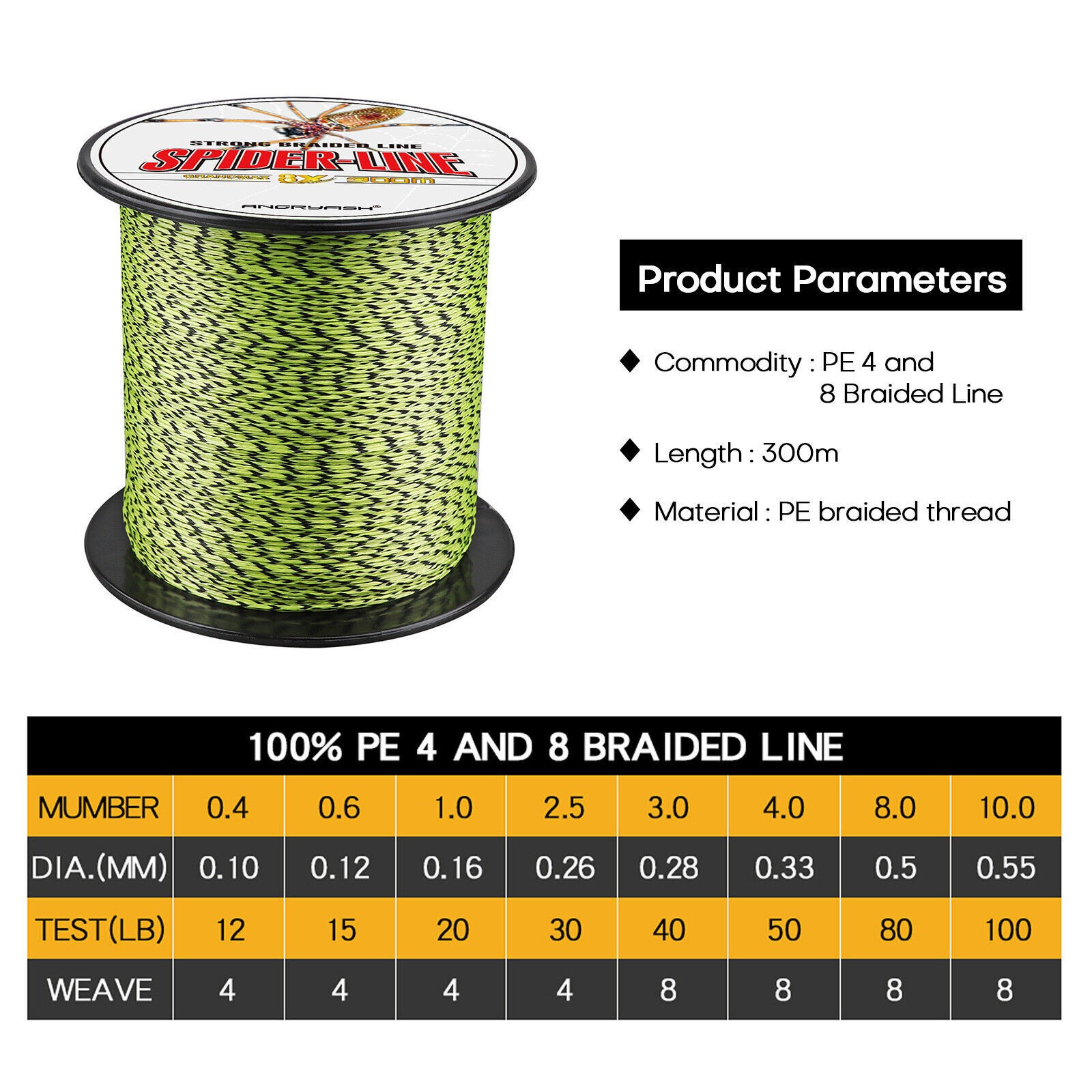 547Yds 500M Braided Fishing Line 4 Strands 10LB-80LB Abrasion Resistant Strong