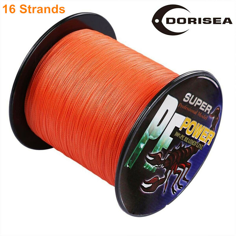 16 Strands 100M-2000M Orange Hollow pe Dynema Braided Sea Fishing Line X16