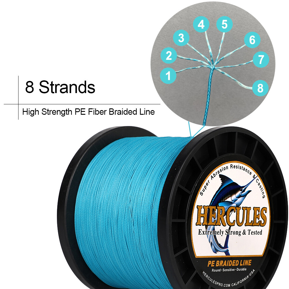 HERCULES 300M 500M 1000M Weave Black 4 8 Strands Braided Fishing Line 10-300LB