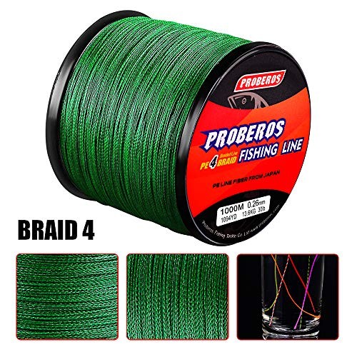 Braided Fishing Line 4 Strands Stronger Multifilament PE 328Yds/50LB Green