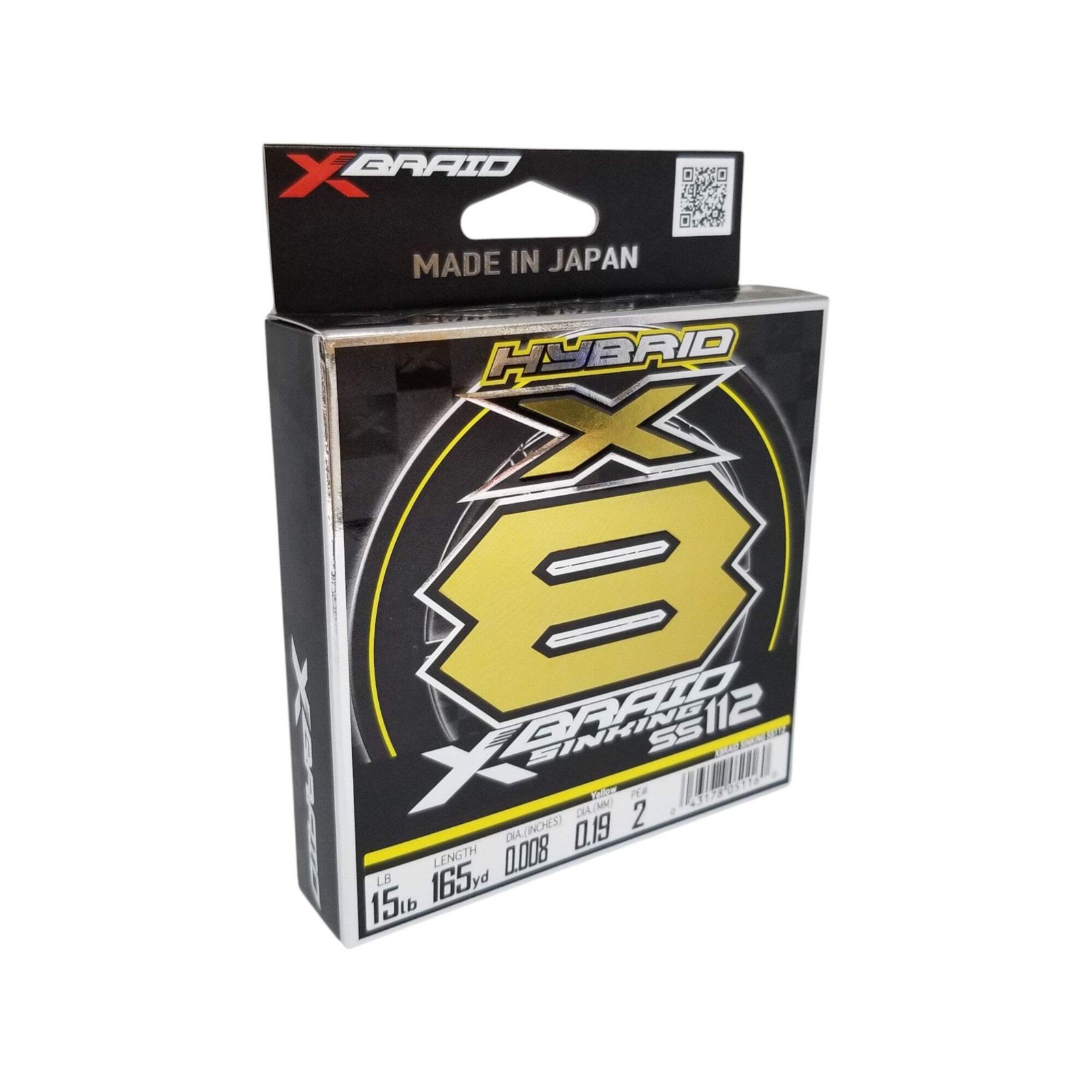 XBraid Hybrid X8 Sinking SS112 Braided Line – (15 lb./165 yds.) – Yellow