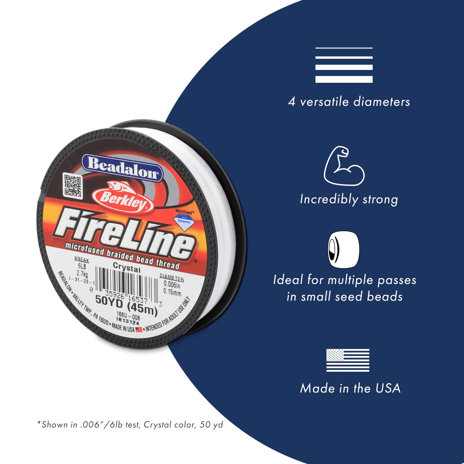 FireLine, 4 lb / 1.8 kg Break Strength, .005 in / 0.13 mm, Crystal, 125 yd / 114