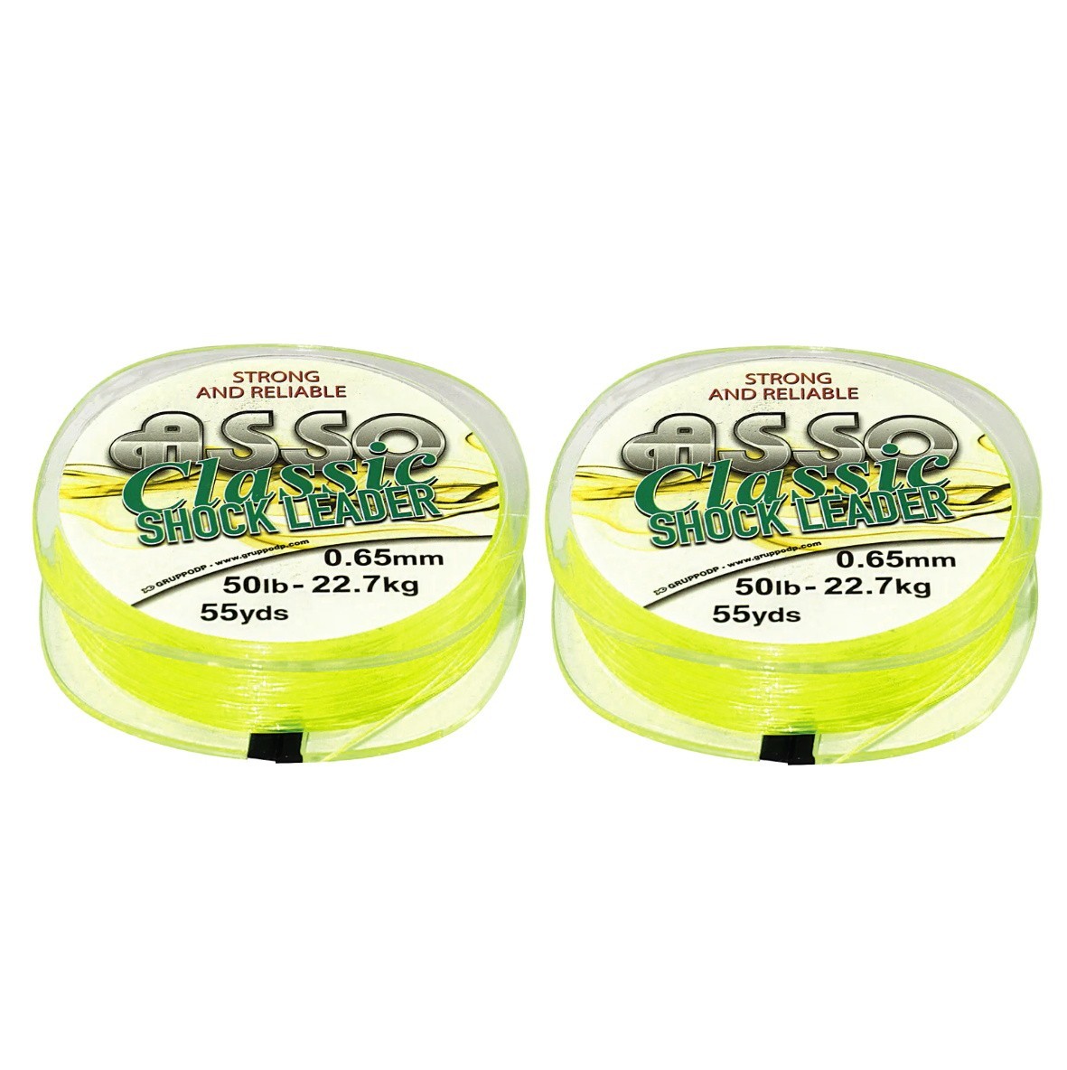 2X Asso Classic Shock Leader 50M Monofilament Copolymer Shockleader Neon Yellow