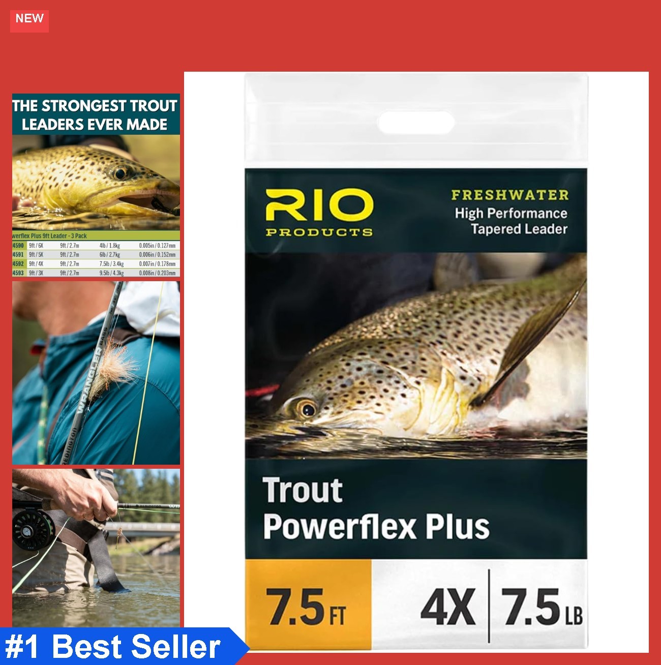 Fly Fishing Trout Leaders 9Ft 5X Nylon Copolymer High Strength Pre Tied Loop