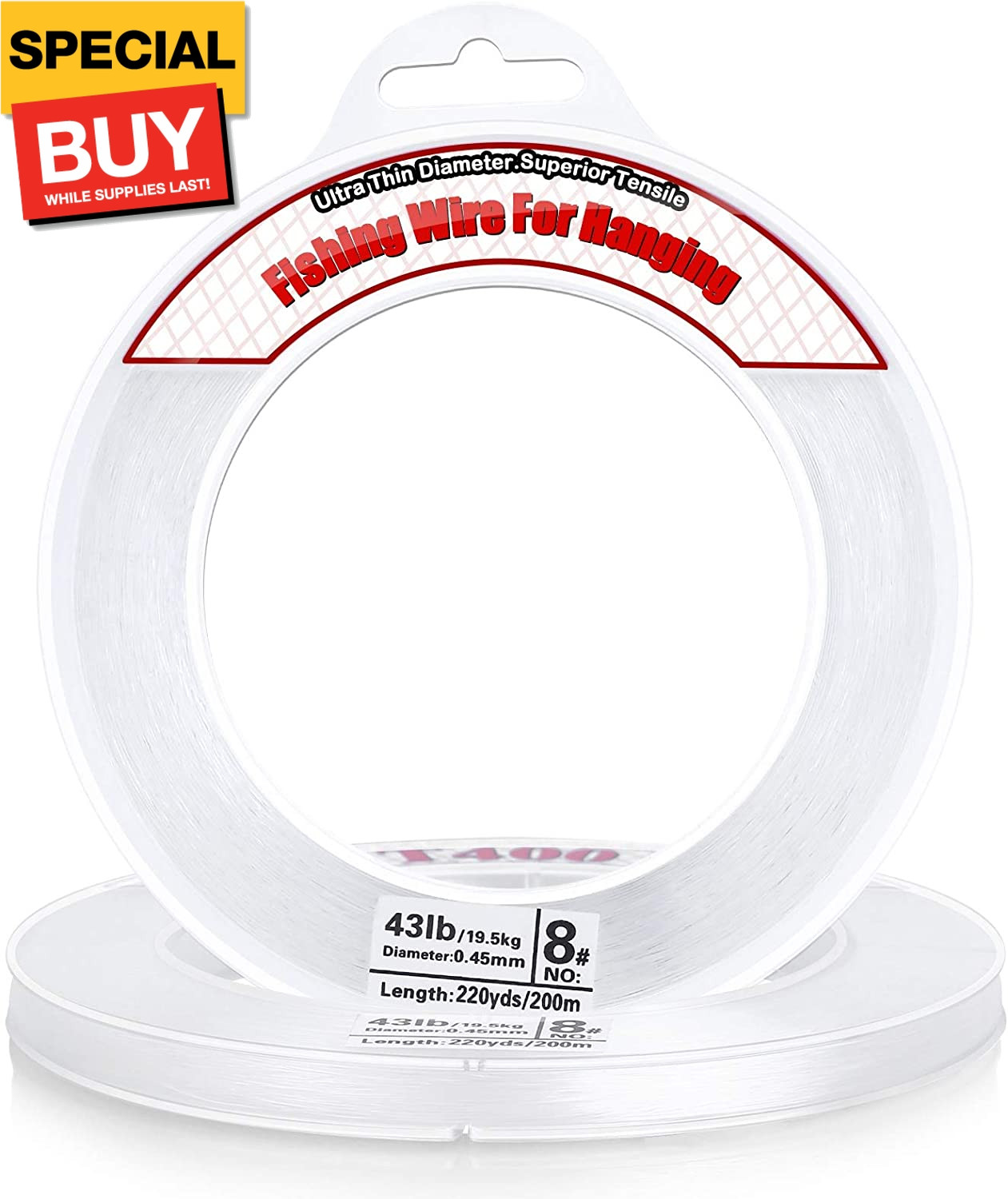 Clear Fishing Wire, 656FT Fishing Line Clear Invisible Hanging Wire Strong Nylo