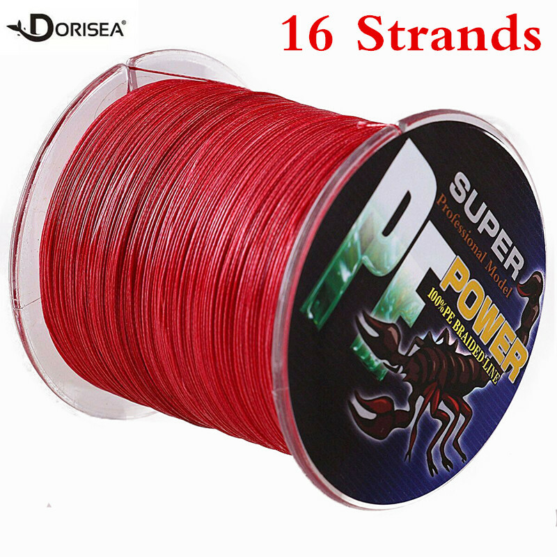 16 Strands Red 100M-2000M Hollowcore PE Dynema Braided Fishing Line 20lbs-500lbs