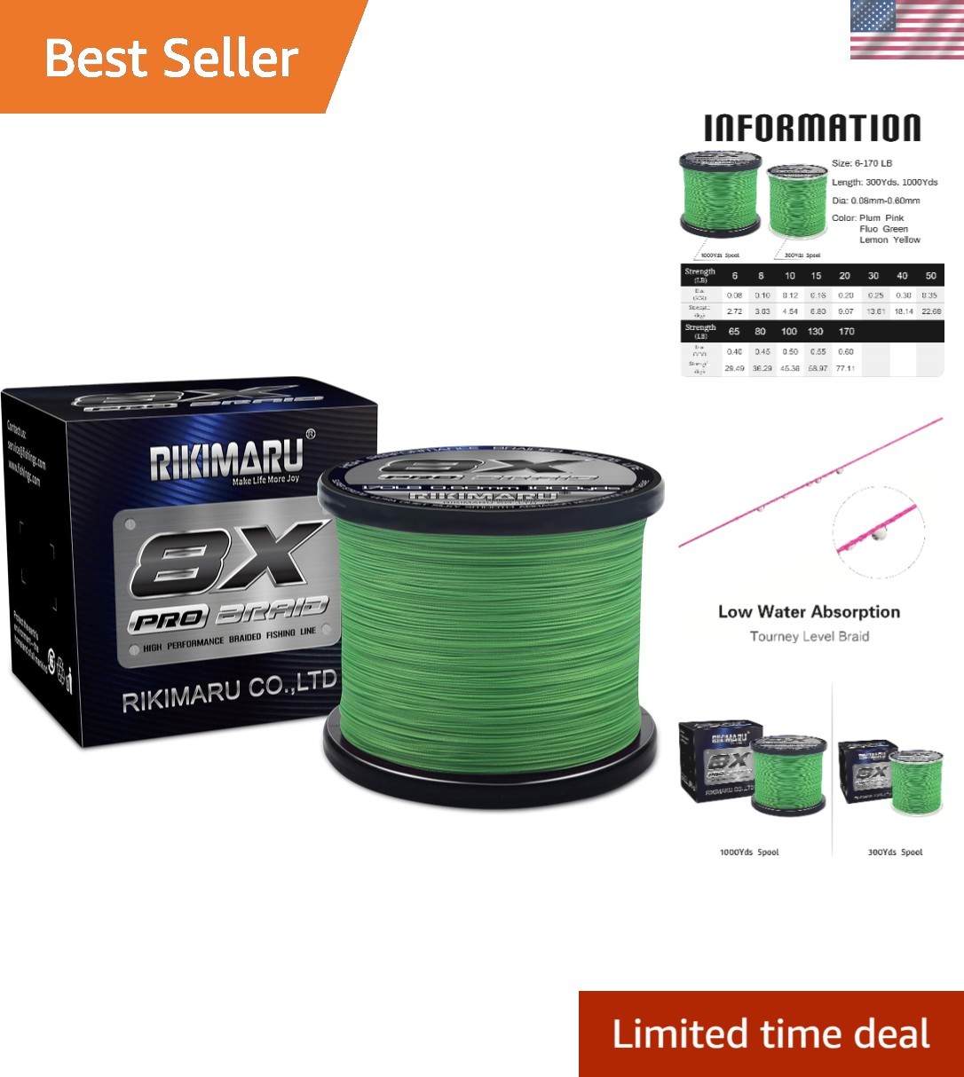 Ultra-Strong 8X Pro Braid Line 30LB-1000Yds | Low Memory & High Sensitivity