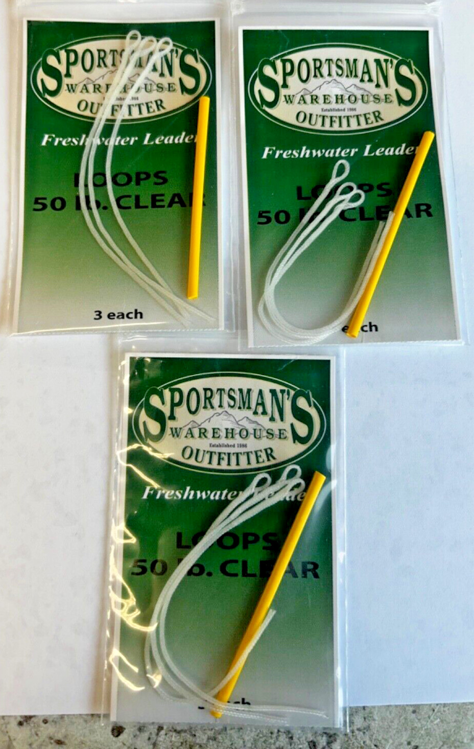 Leader Loops Fly Fishing Line Slip-On 3 Pks x 3 Each = 9 Loops 50LB