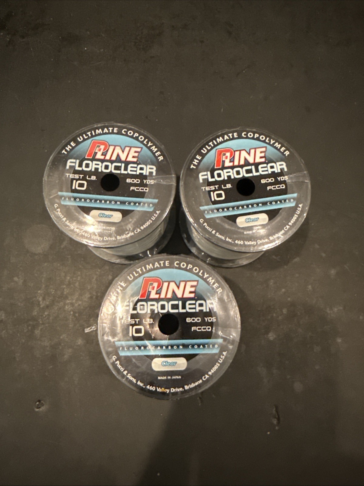 P Line Floroclear 10lb 600 Yds Fluorocarbon Coated Lot Of 3 Spools