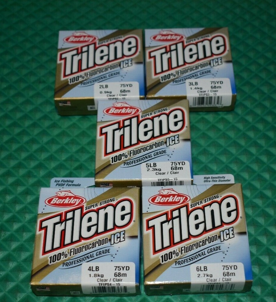 BERKLEY TRILENE 100% Fluorocarbon Ice Line 75YD TFIPS-15 Clr. CHOOSE LINE WEIGHT