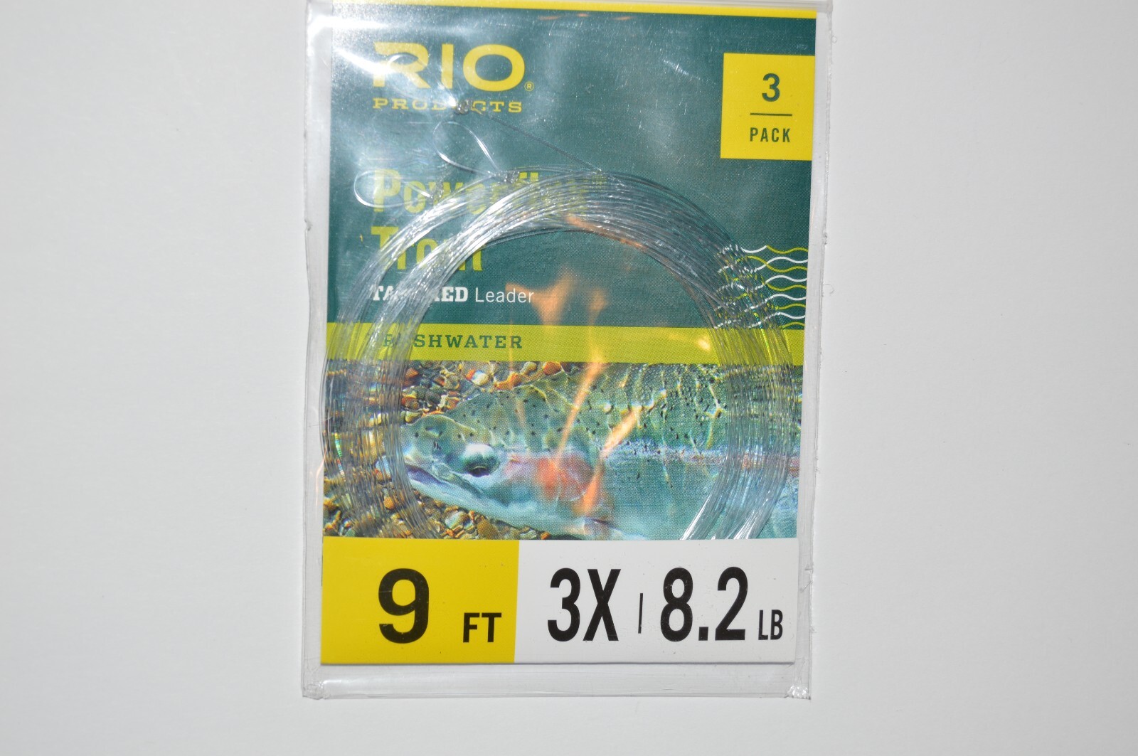 3 packs rio powerflex trout tapered leaders 9ft 3x 8.2lb 3 per pack nymphs flies