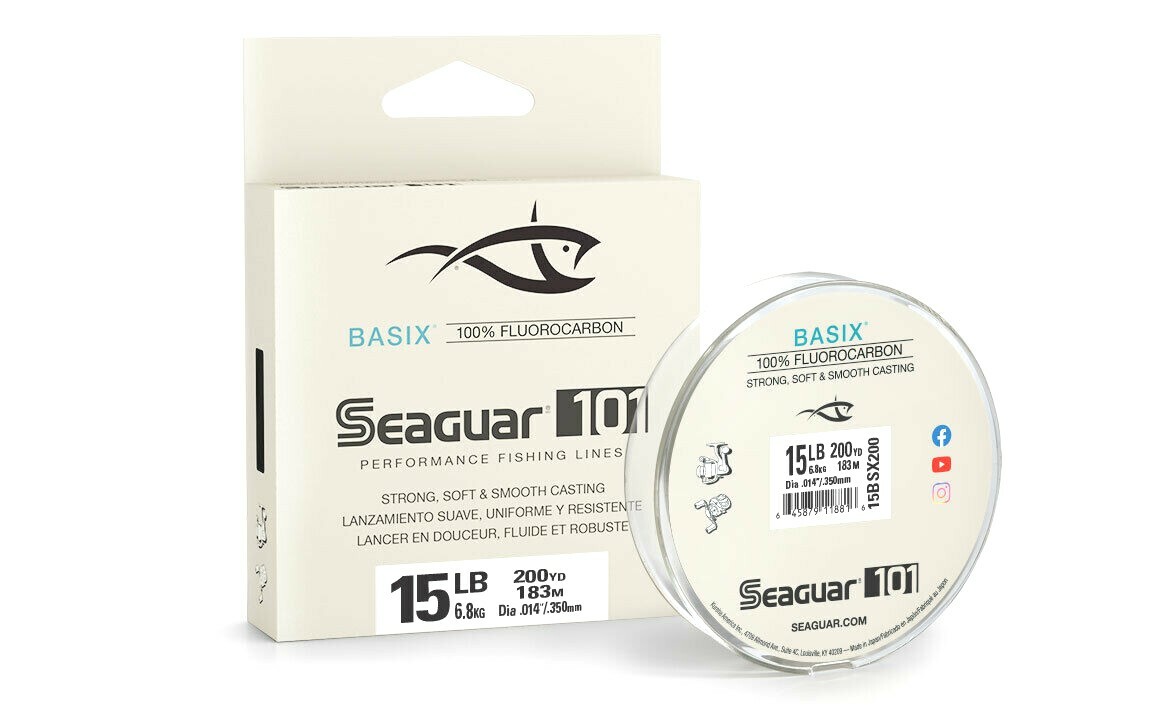 Seaguar BasiX 100% Flurocarbon Fishing Line 200yd Spool – Choose Lb