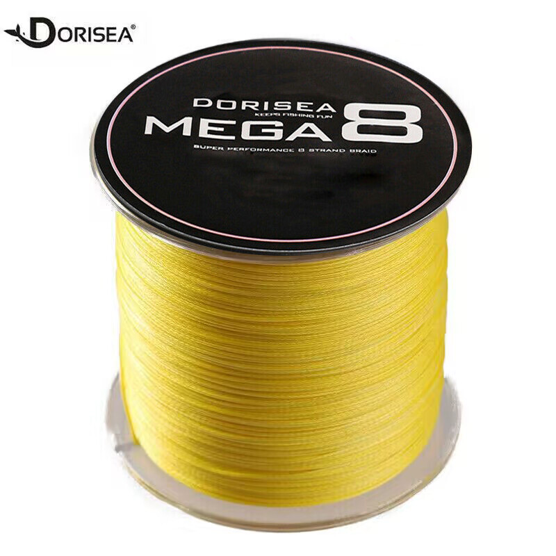 Dorisea 8 Strands Mega 8 Yellow Dynema PE Braided Fishing line 6lb-300lbs