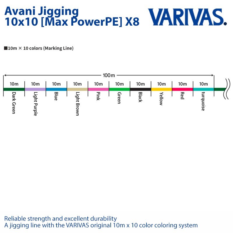 VARIVAS Avani Jigging 10×10 MAX POWER PE X8 – Braid Line PE Line made in japan