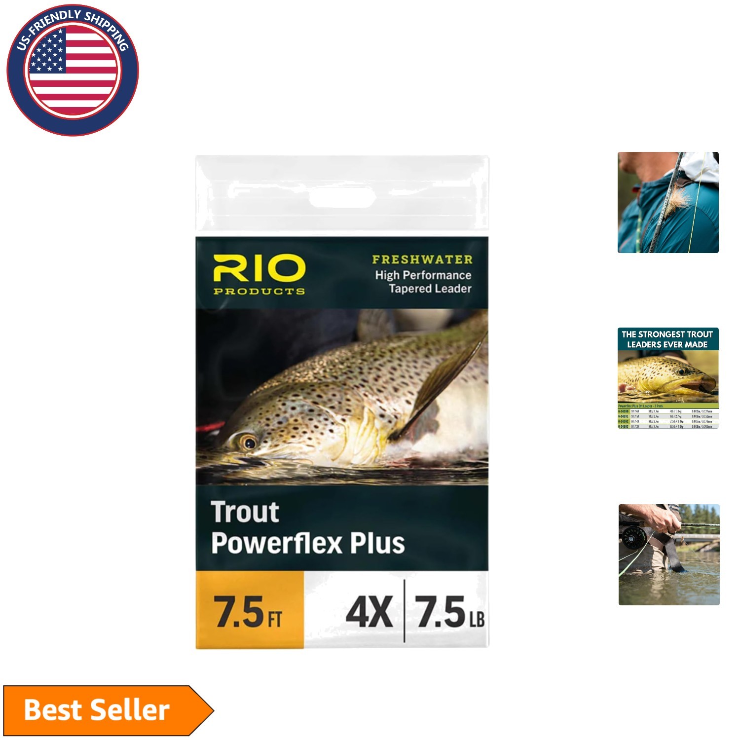 19lb Breaking Strength 9ft Nylon Trout Leaders with High Strength Taper – 3 Pack