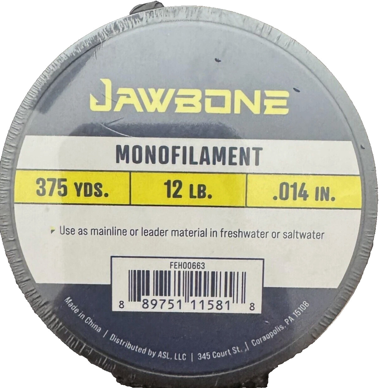 Jawbone Monofilament Fishing Line 12 lb Test 375 Yards .014″ Freshwater Mono