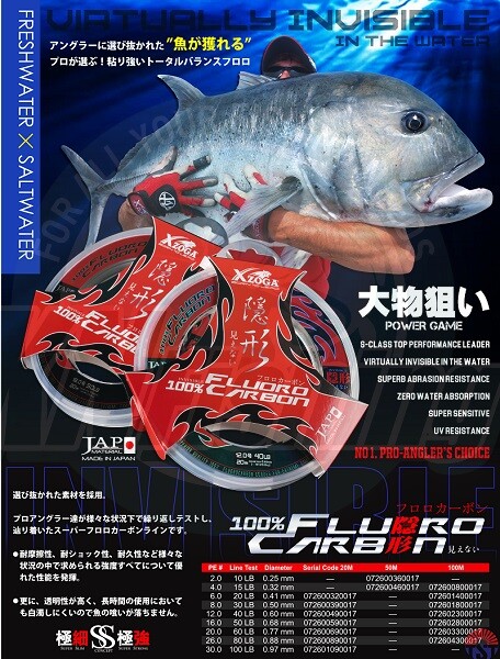 XZOGA 100% FLUOROCARBON Leader Line Ultra Strong Invisible JAPAN 20m 20-80lb