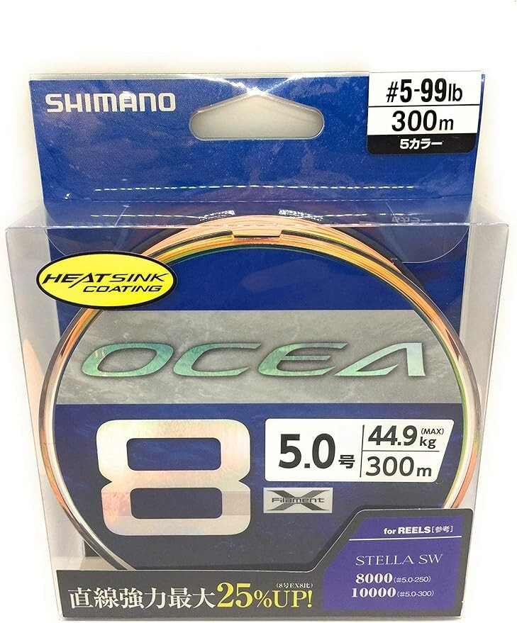 Shimano OCEA 8 PE #1.5-12 eight Braid Line Max 173lb 200-500m Multicolor New