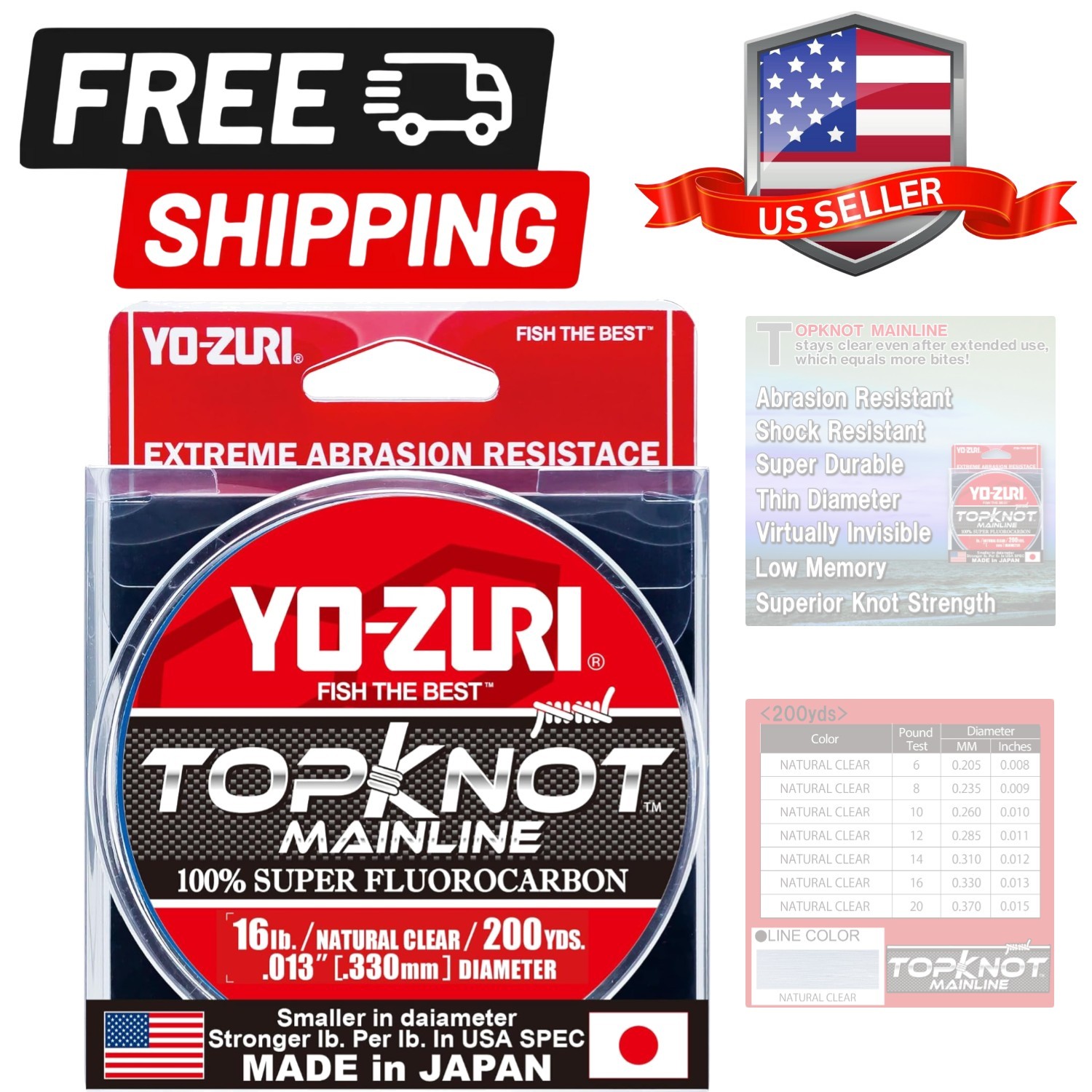 Topknot Mainline Natural Clear 200 Yards Fluorocarbon Fishing Line