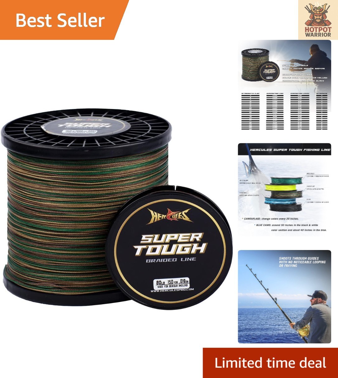 Super Tough Braided Fishing Line 4/8 Strands – 300 Yards, 4lb to 160lb Strength