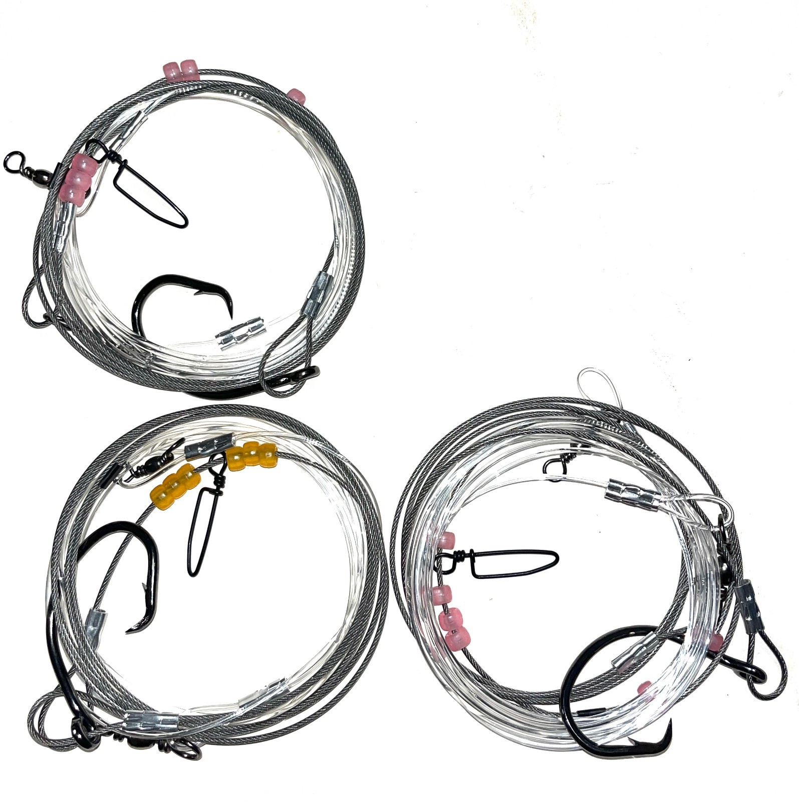 (3pk) Shark Deploy Leaders w/ 10′ Shock Leader & 6′ Stainless Steel Bite Leader