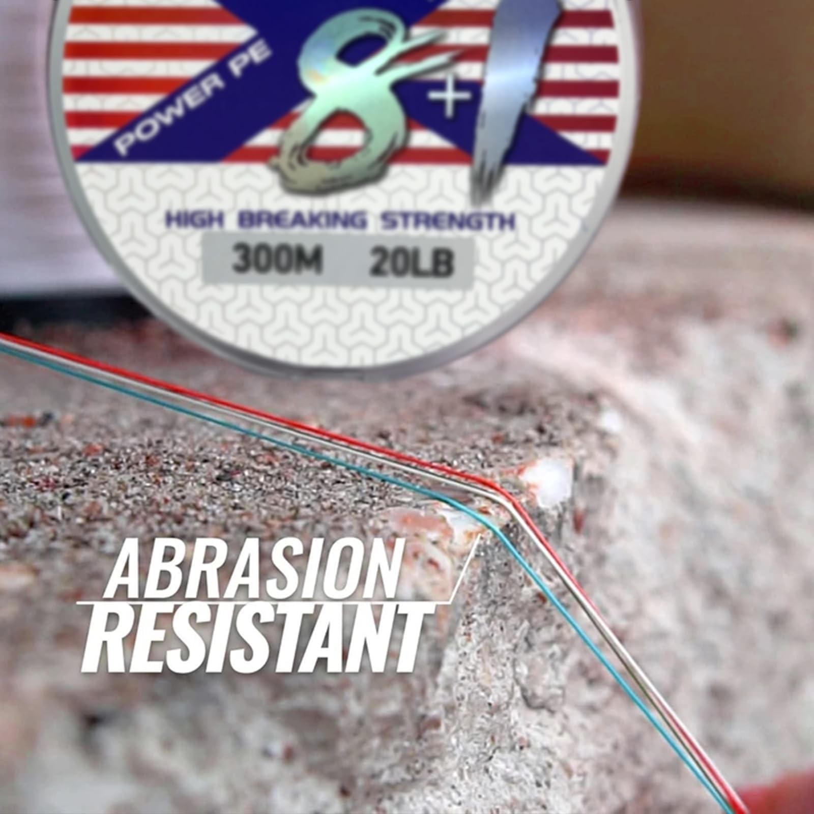 8+1 Braided Fishing Line, Red White Blue Camo, 30LB, 328 Yards