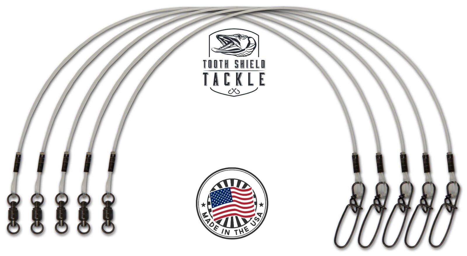5 Pack 60 lb 12″ Musky Pike Fluorocarbon Fishing Leader Stay-Lok Snap BB Swivel