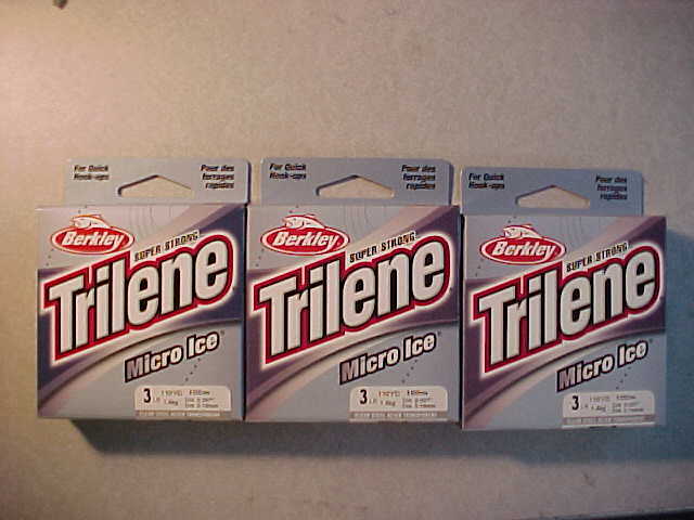 3 SPOOLS BERKLEY TRILENE MICRO ICE 3 LB 330 YDS CLEAR STEEL LINE ICE FISHING jig