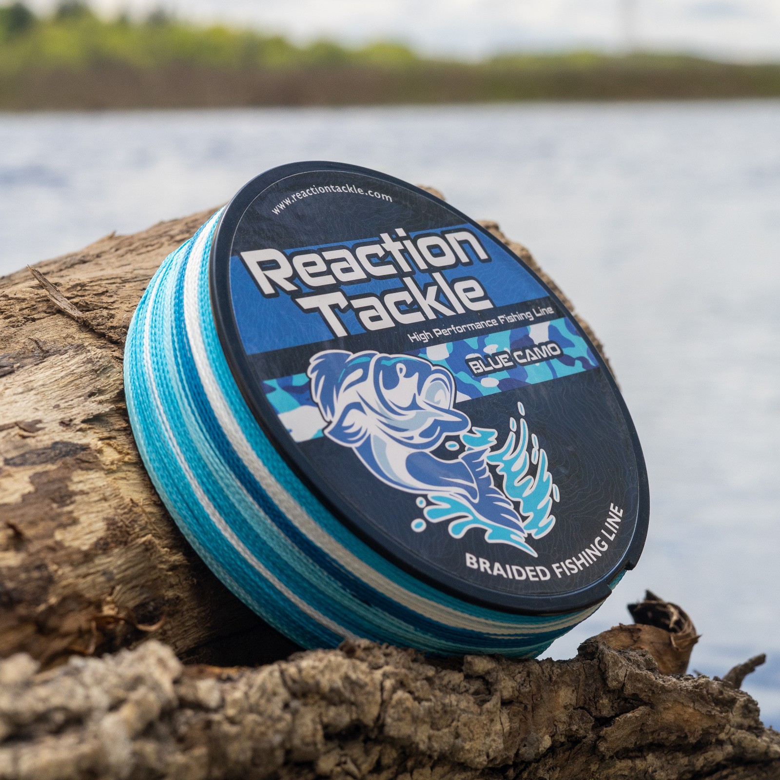 Reaction Tackle Braided Fishing Line / Braid – Blue Camouflage / 4 and 8 Strands