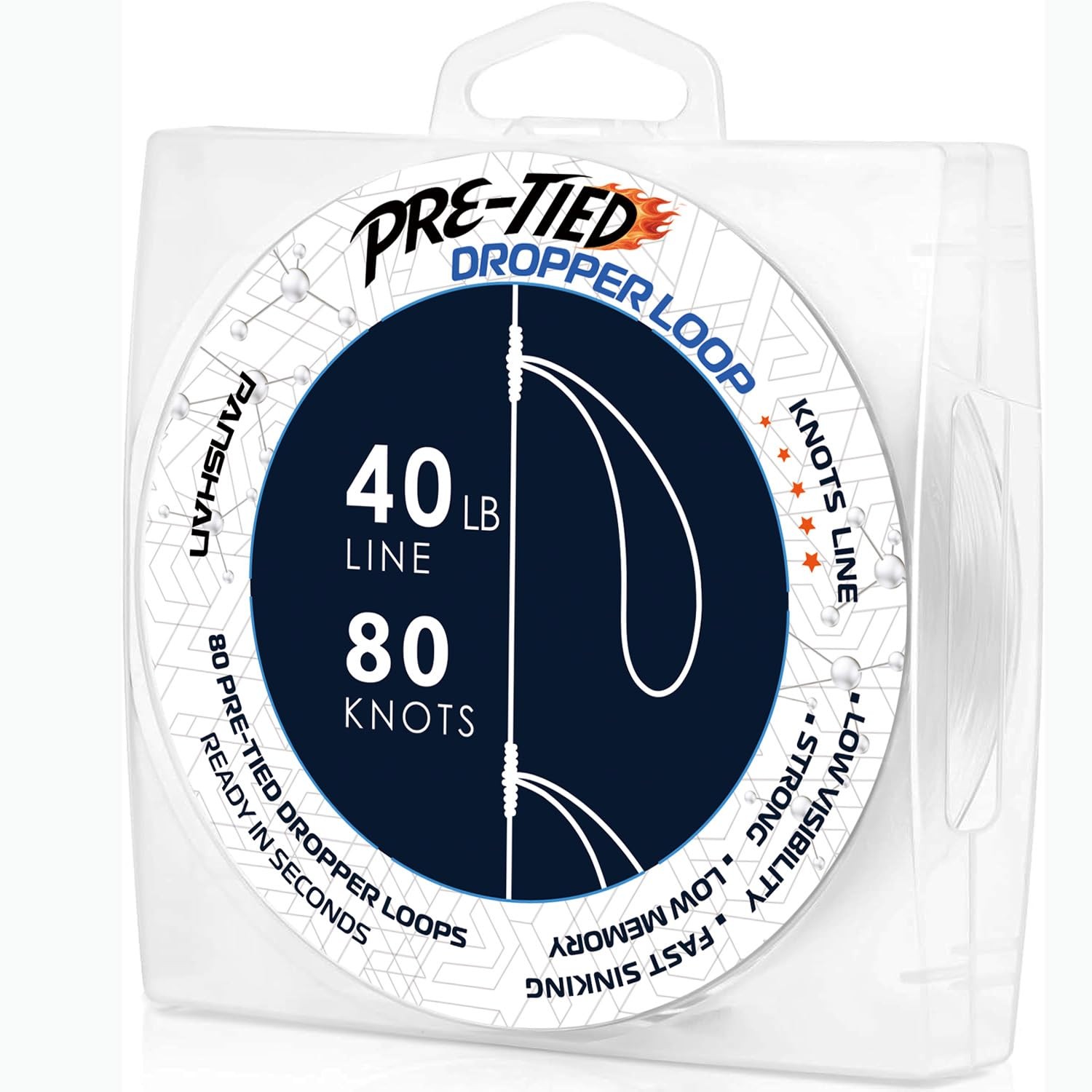 40 lb Pre-Tied Dropper Loop Knots Line. Fishing Line Spool. Loops 16 Inches A…