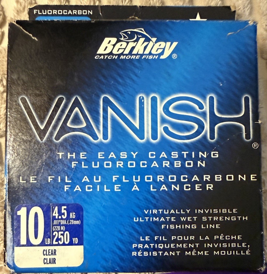 BERKLEY VANISH- Easy Casting 100% Fluorocarbon, 10 LB, 250 yd New In Package