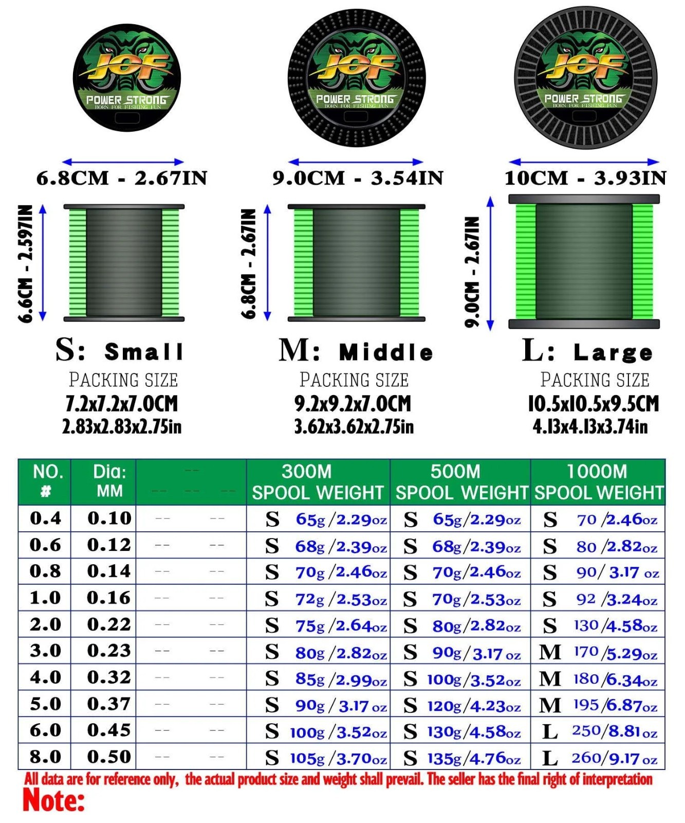 JOF 4 Strands Fishing Line 300/100M Braided PE Fishing Strong Fishing Line