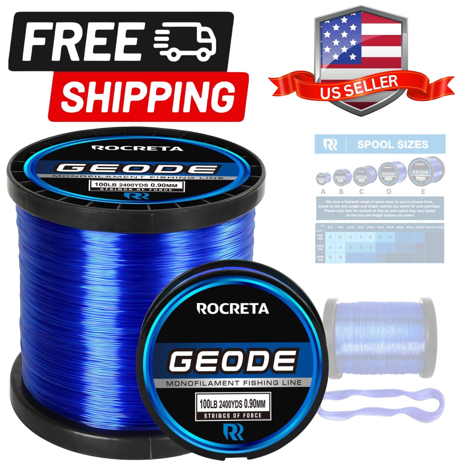 Geode Monofilament Fishing Line – Resistant Nylon Mono Fishing Line 3-100lb …