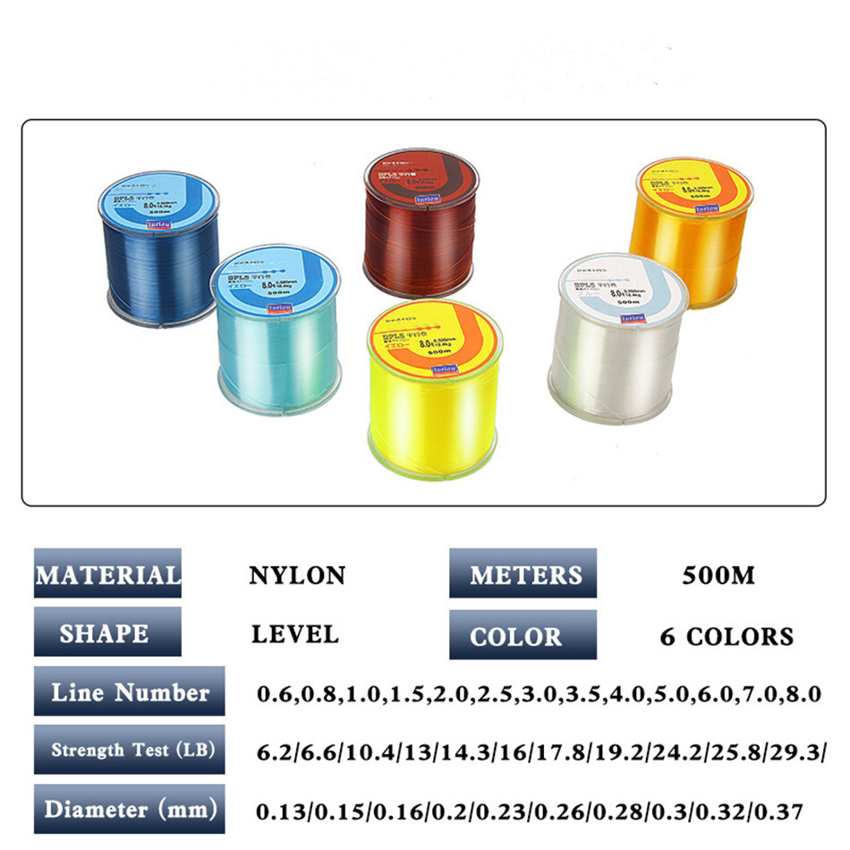 500m Super Strong Fishing Line Monofilament Nylon Fishing Line 6.2-29.3LB