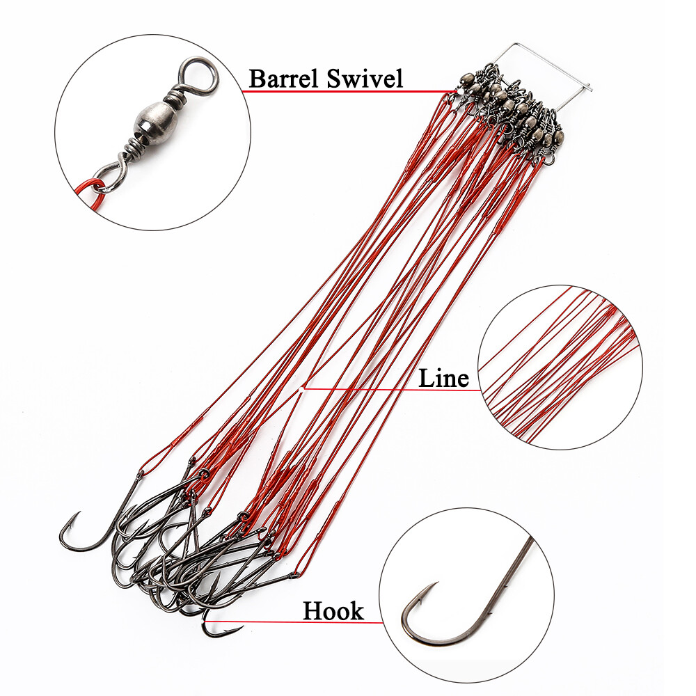 20Pcs/Lot Anti Bite Steel Fishing Line Steel Wire Leader With Swivel 20LB-80LB